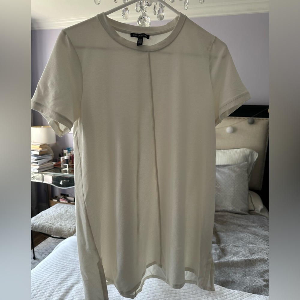 Eileen Fisher Cream Short Sleeve Top